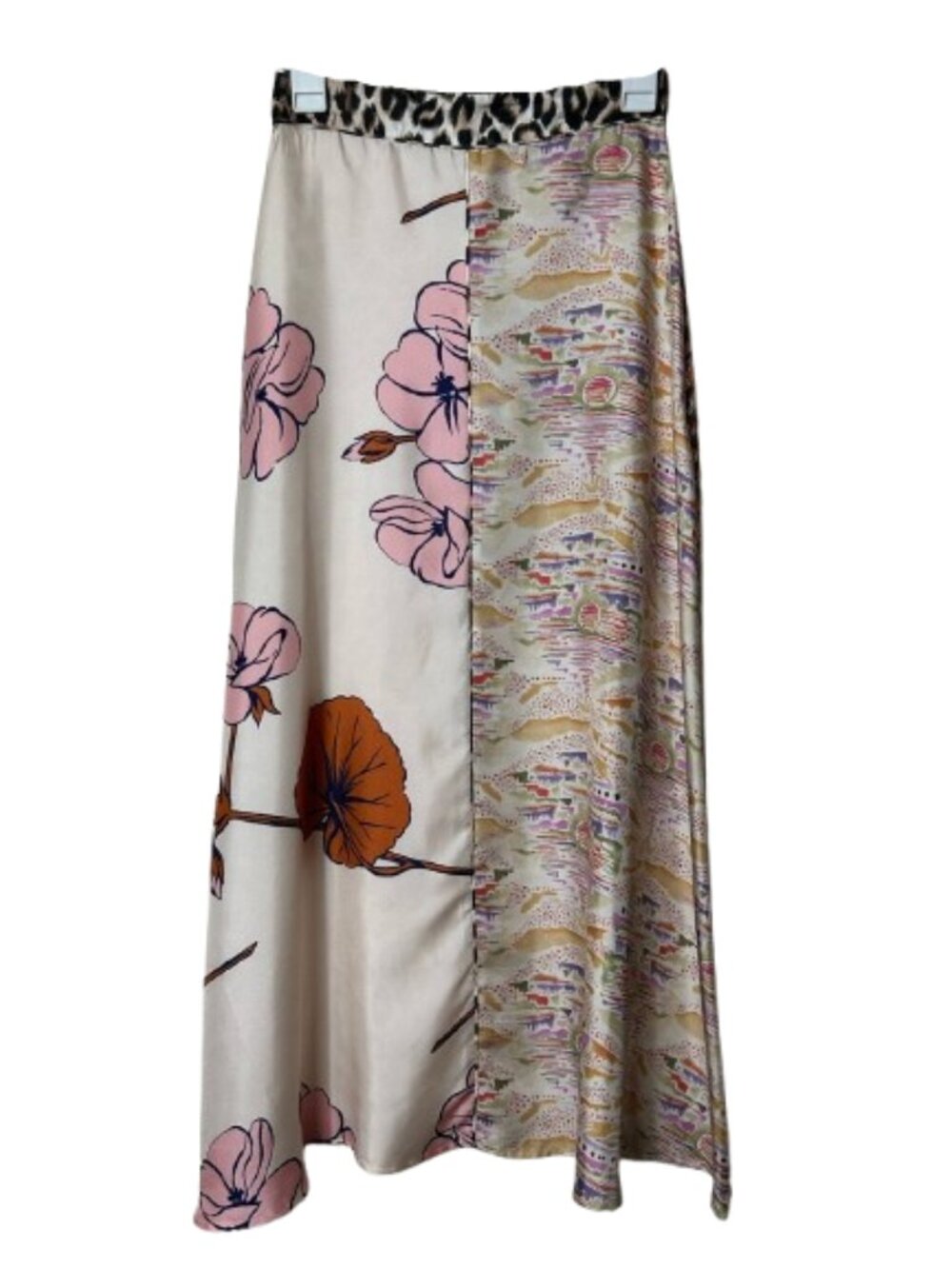 La Prestic Ouiston mixed print 100% silk maxi skirt womens XS-S 1